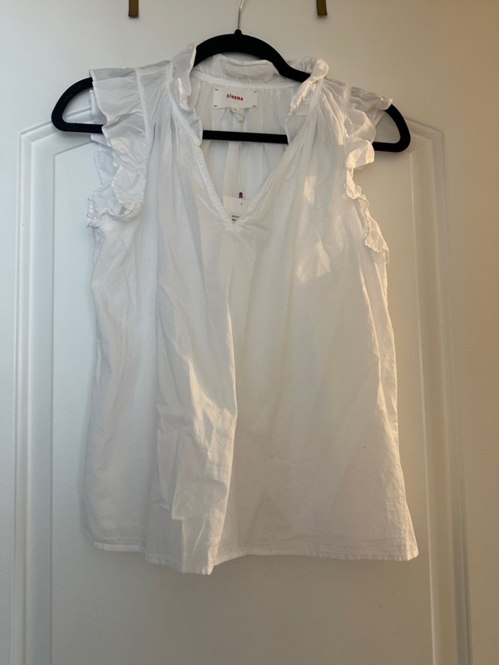 XiRENA White Ruffle Shoulder V-Neck Camisole